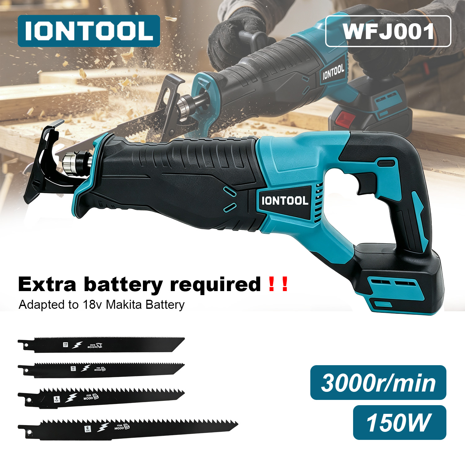 Reciprocating Saw Cordless - Sierra Recíproca Inalámbrica IONTOOL de 150W